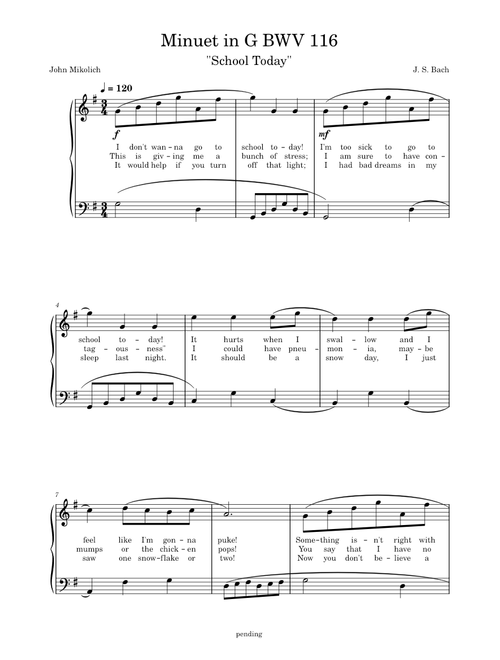 Minuet in G major, BWV Anh. 116 – Johann Sebastian Bach