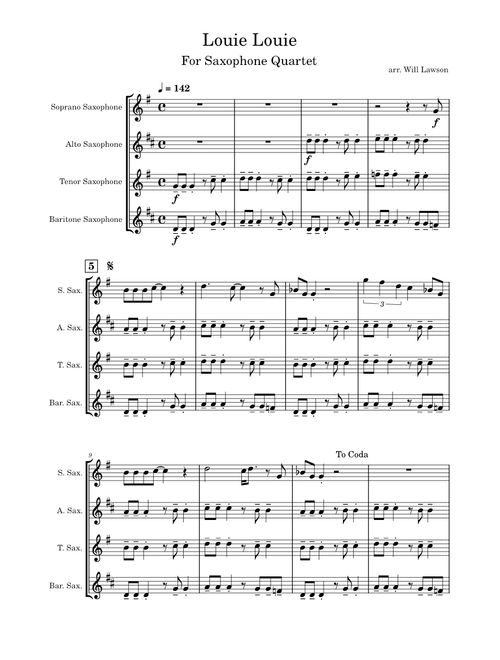 Louie Louie Saxophone Quartet – The Kingsmen
