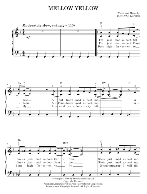 Mellow yellow - Donovan (Easy Piano)