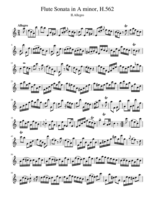 Carl Philipp Emanuel Bach - Flute Sonata in A minor, H.562 II.Allegro