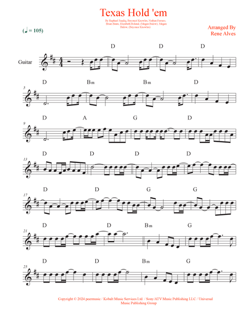 Texas Hold 'em (Arr. Rene Alves) - Beyoncé (Guitar and Piano)