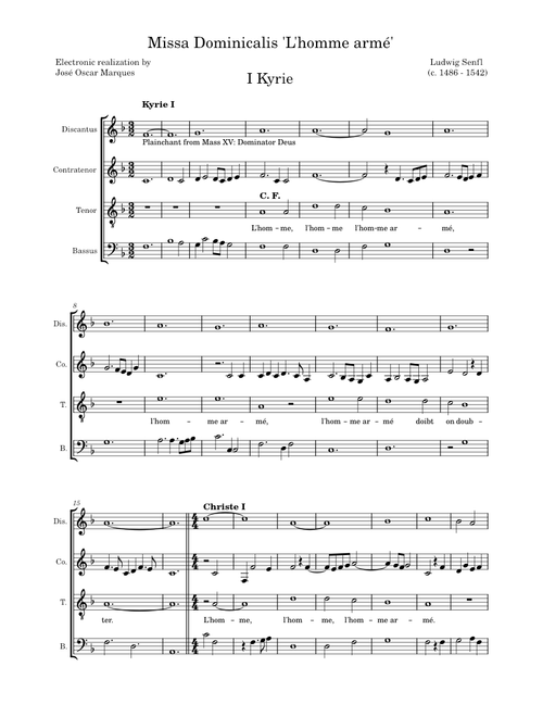 Ludwig Senfl: Kyrie from the Missa dominicalis 'L'homme armé'