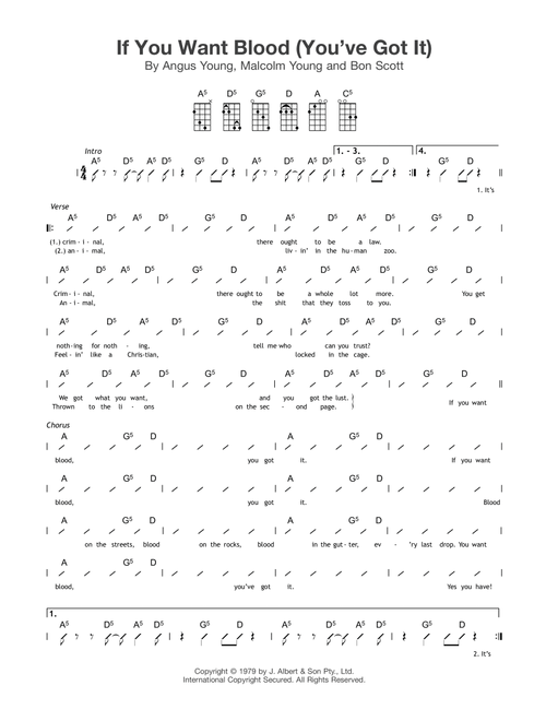 If You Want Blood (You've Got It) - AC/DC (Ukulele Chords-Lyrics)