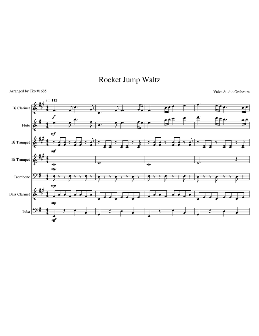 Rocket Jump Waltz Sheet music for Trombone, Tuba, Flute, in b