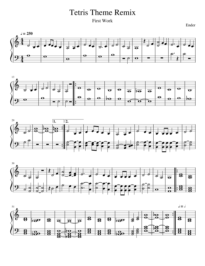 Tetris Theme Remix Sheet music for Piano (Solo) Easy | Musescore.com