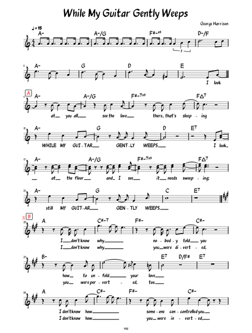 While My Guitar Gently Weeps (Lead sheet with lyrics )