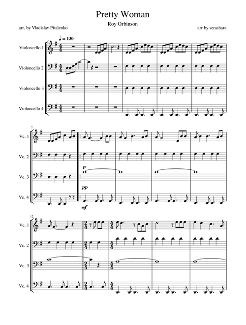 Oh, Pretty Woman – Roy Orbison (4 cellos)