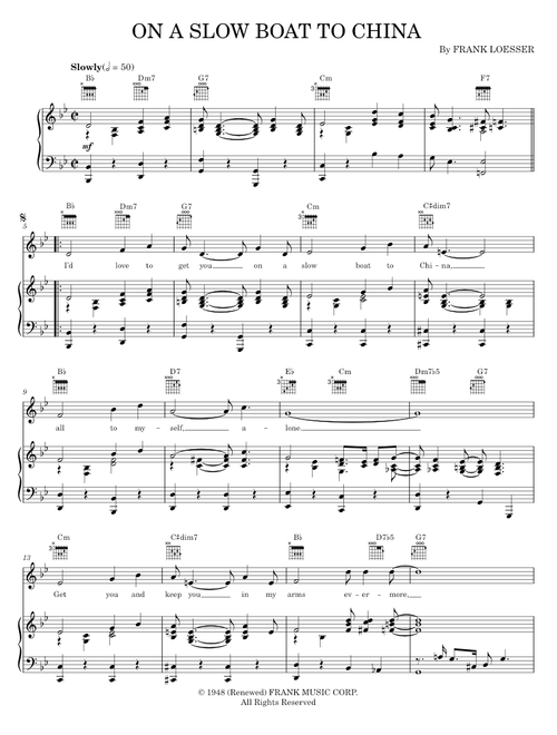 On a slow boat to china - Frank Loesser (Piano-Vocal-Guitar)