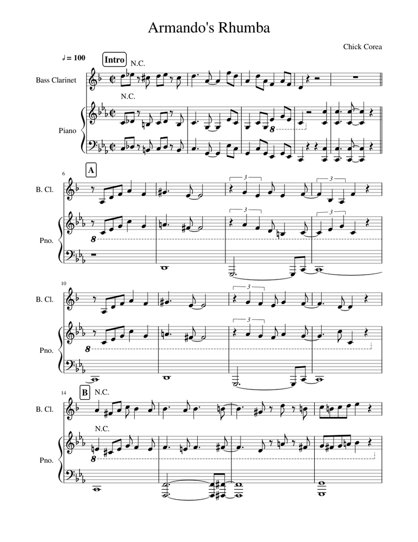 Armando's Rhumba Chick Corea Sheet music for Piano, bass