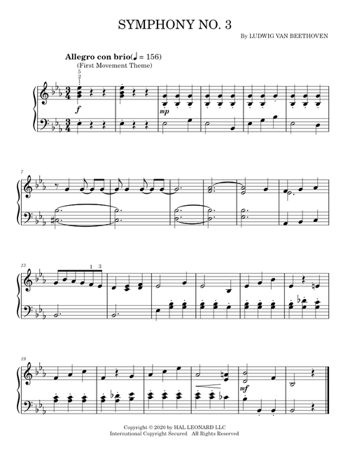 Symphony No.3, Op.55 - Ludwig van Beethoven (Easy Piano)