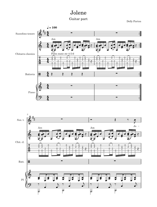 Jolene – Dolly Parton (Guitar, Piano, Voice)