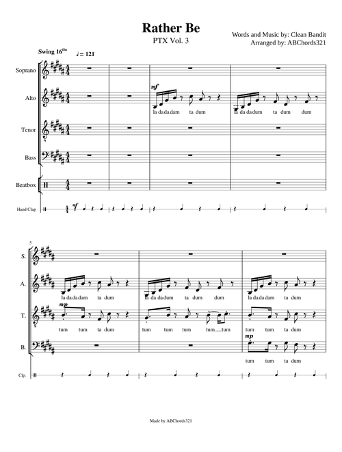 Rather Be Pentatonix Full Arrangement with Lyrics