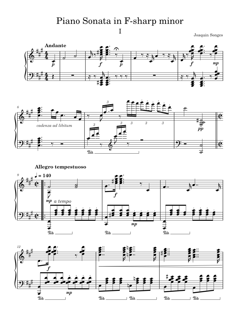 (I) Piano Sonata no.1 in Fsharp minor piano tutorial