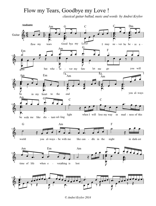 Flow my Tears, Goodbye my Love (guitar and voice)