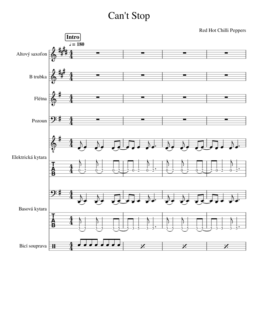Can't Stop - Red Hot Chili Peppers Sheet Music and Tab with Chords