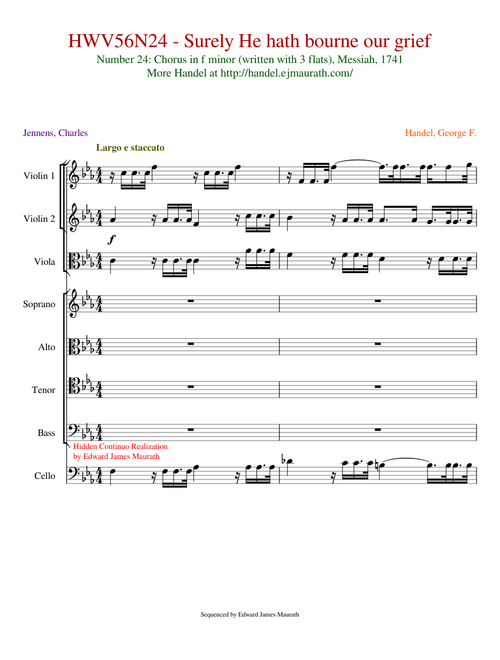 HWV56N24 - Surely He hath bourne our grief