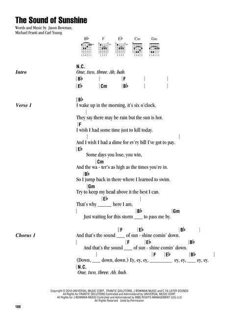 The Sound Of Sunshine - Michael Franti (Guitar Chords-Lyrics)
