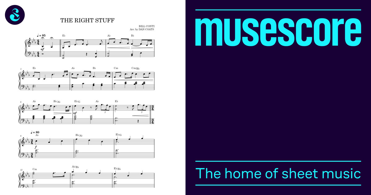 THE RIGHT STUFF Sheet Music with Chords for Piano (Solo) easy