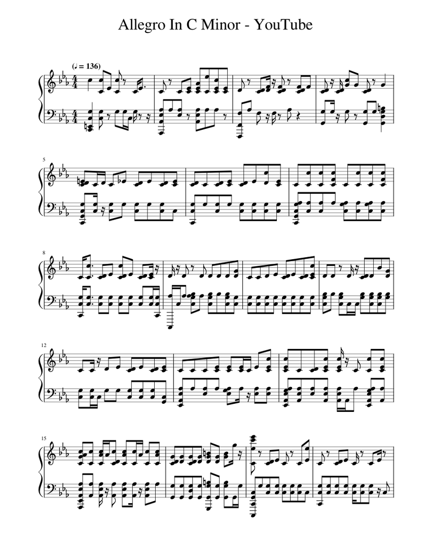 Allegro In C Minor Sheet Music for Piano (Solo) | MuseScore.com