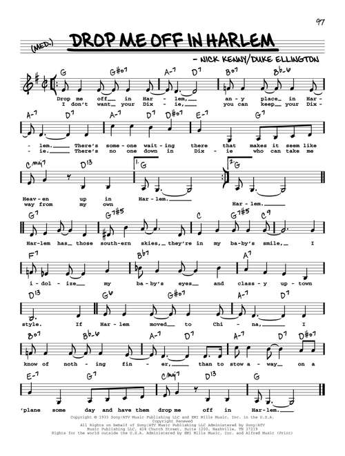 Drop Me Off In Harlem (Low Voice) - Duke Ellington (Real Book - Melody-Chords-Lyrics)