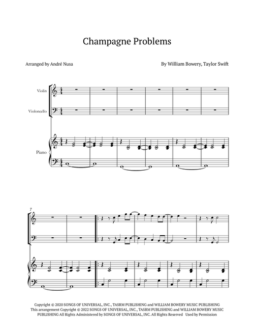 Champagne Problems (Arr. André Nusa) - Taylor Swift (String Ensemble)