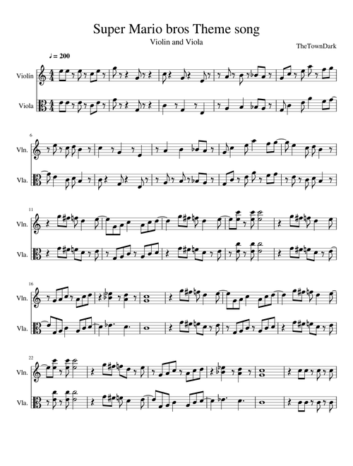 Super Mario bros Theme song (Violin and Viola)