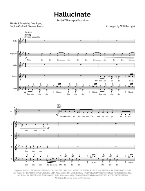 Hallucinate (Arr. Will Searight) - Dua Lipa (Choral, SATB divisi)