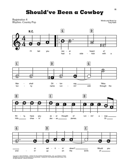 Should've Been A Cowboy - Toby Keith (E-Z Play Today)