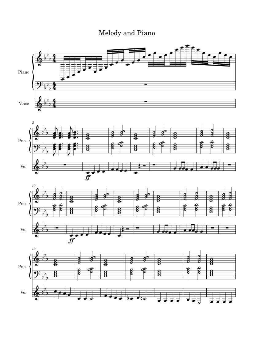 Melody and Piano Sheet music for Piano, Vocals (Piano-Voice ...