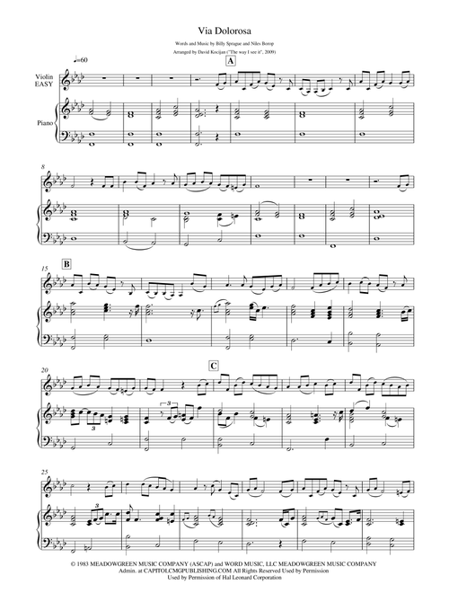 Via Dolorosa (Arr. David Kocijan) - Sandi Patty (Violin and Piano)