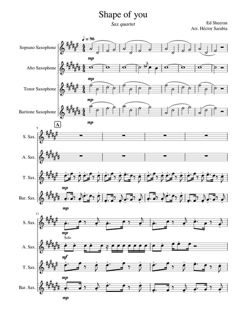 Shape of you/Sax quartet