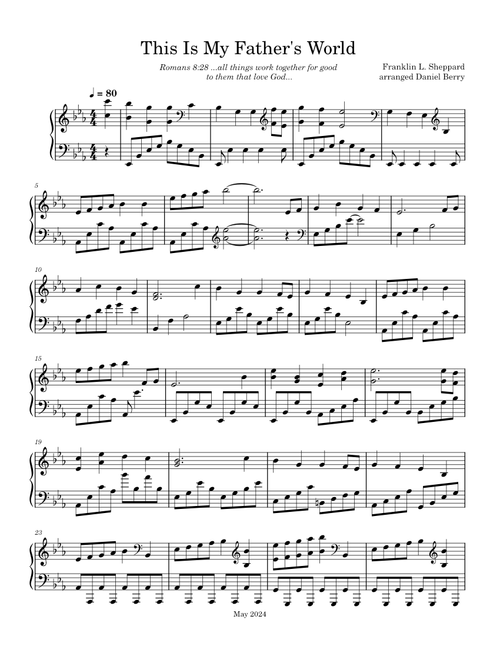This Is My Father's World - Franklin L. Sheppard arr. Solo Piano