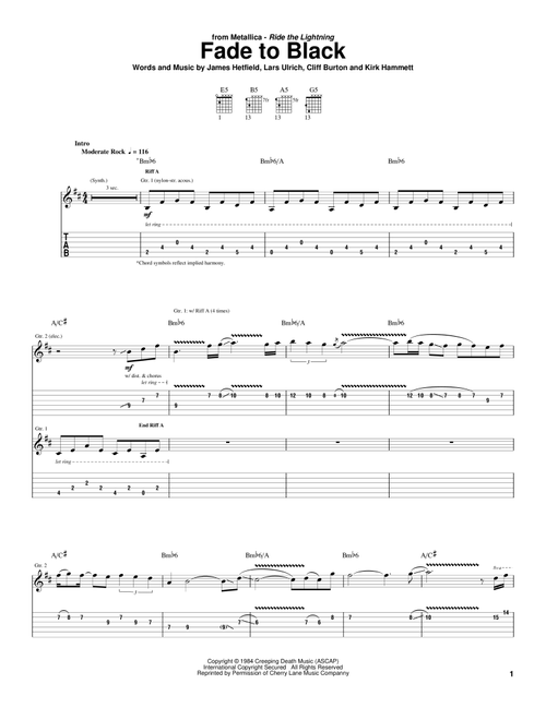 Fade To Black - Metallica (Guitar Tab)