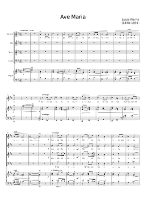 Ave Maria, Op.3 - Louis Vierne Sheet Music for Organ, Synthesizer ...