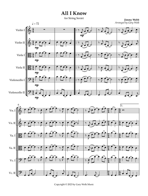 All I Know (Arr. Gary Wolk) - Jimmy Webb (String Ensemble)