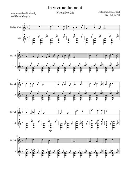 Machaut: Virelai 'Je vivroie liement'