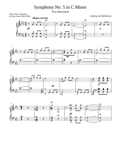 Beethoven Symphony No. 5 (1st movement) Piano solo