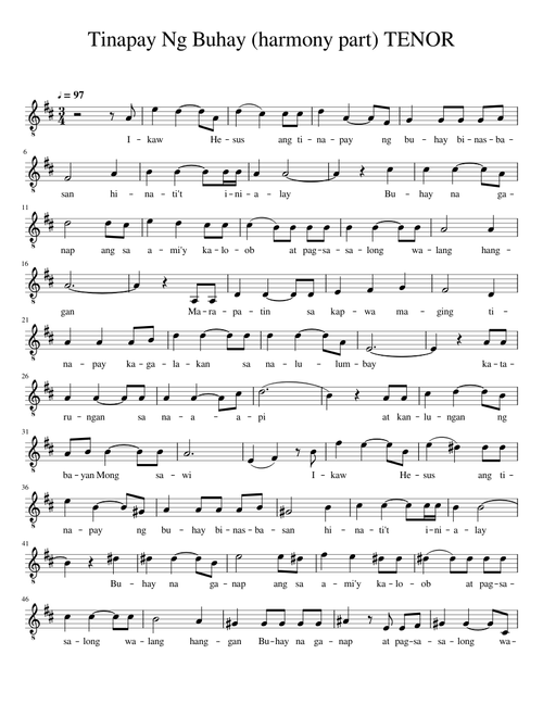Tinapay Ng Buhay harmony part TENOR