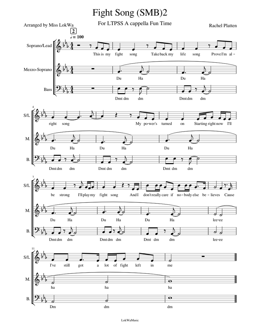 Fight Song02 Sheet Music for Piano (Mixed Trio) | MuseScore.com