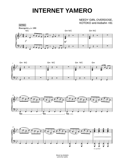 INTERNET YAMERO - NEEDY GIRL OVERDOSE, KOTOKO, Aiobahn +81 (Piano)