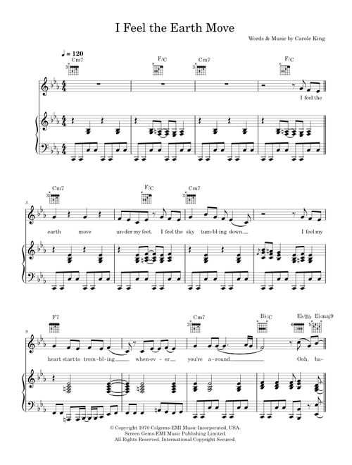 I Feel The Earth Move - Carole King (Piano-Vocal-Guitar (Piano Accompaniment))