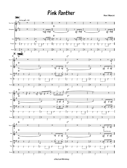 The Pink Panther Theme – Henry Mancini La Panthère Rose Tenor 3