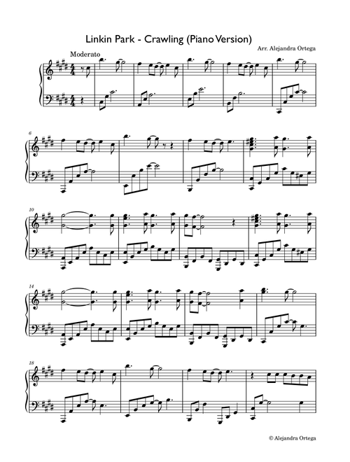 Crawling (Piano Version) (Arr. Alejandra Ortega) - Linkin Park (Piano Solo)
