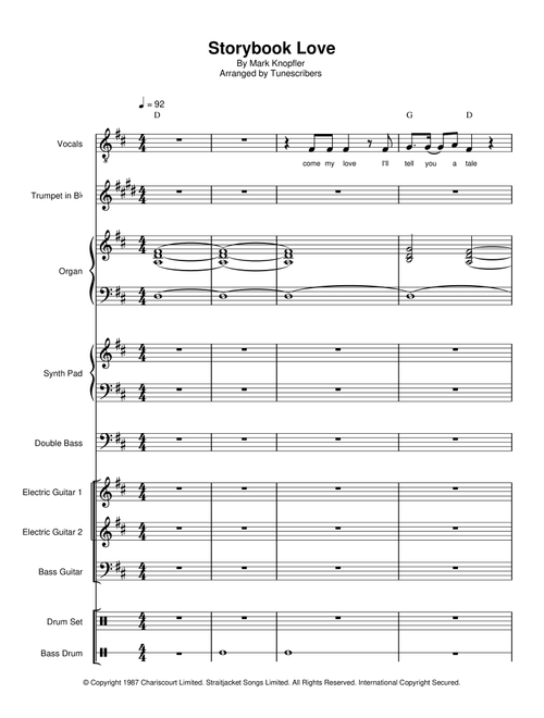 Storybook Love (Arr. Tunescribers) - Mark Knopfler (Small Ensemble)