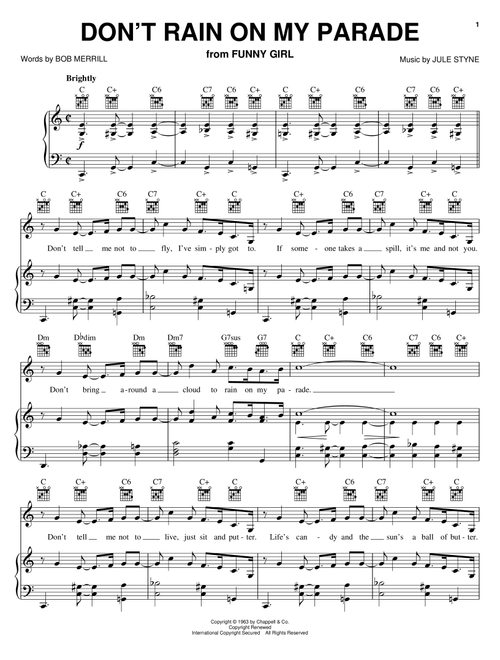Don't Rain On My Parade - Barbra Streisand (Piano-Vocal-Guitar)