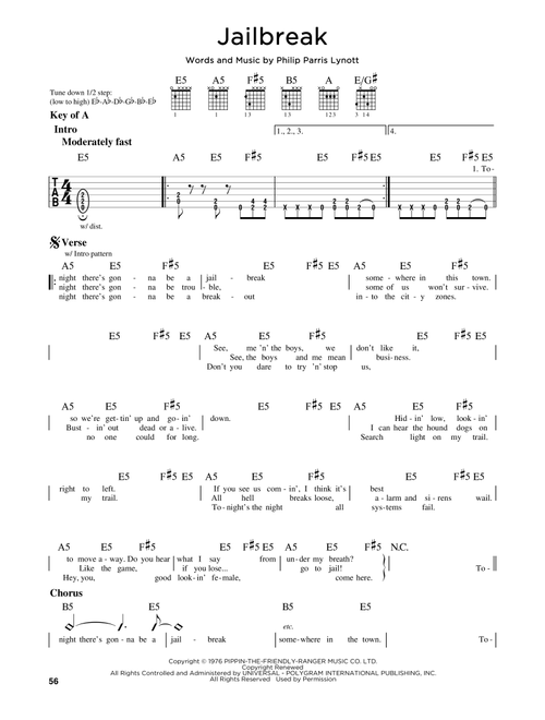Jailbreak - Thin Lizzy (Guitar Lead Sheet)