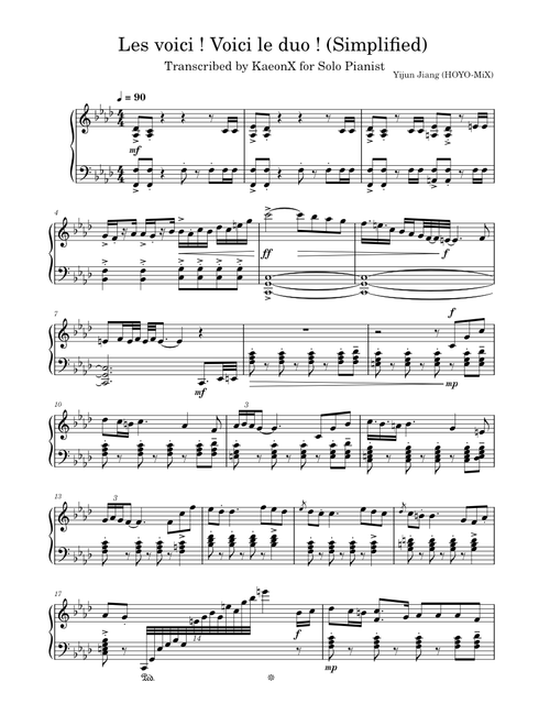 Les voici ! Voici le duo ! (Solo; Simplified) – Yijun Jiang (HOYO-MiX)