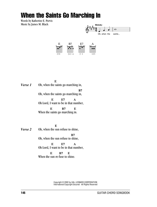 When The Saints Go Marching In - Louis Armstrong (Guitar Chords-Lyrics)
