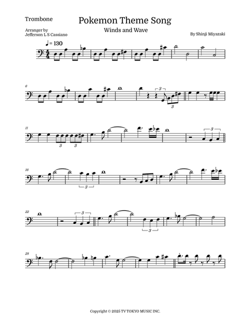 Pokemon (Arr. Jefferson LS Cassiano) - Shinji Miyazaki (Trombone Solo)