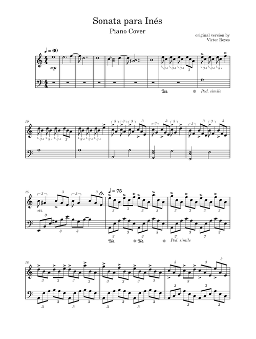 Sonata para Inés – Víctor Reyes (Piano Cover)